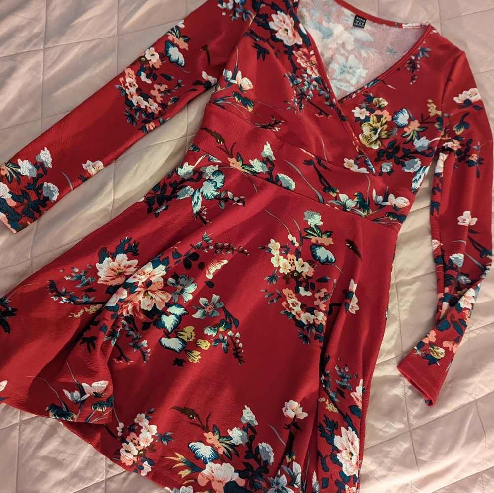 Beautiful Red Floral Summer Dress